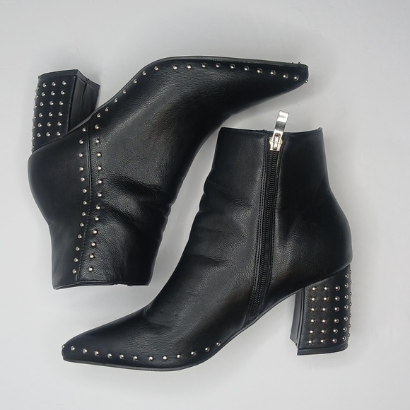 Elegant Black Studded Ankle Boots - Picture 6 of 9